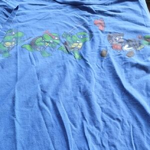Blue Graphic T-Shirt with Cartoon Characters